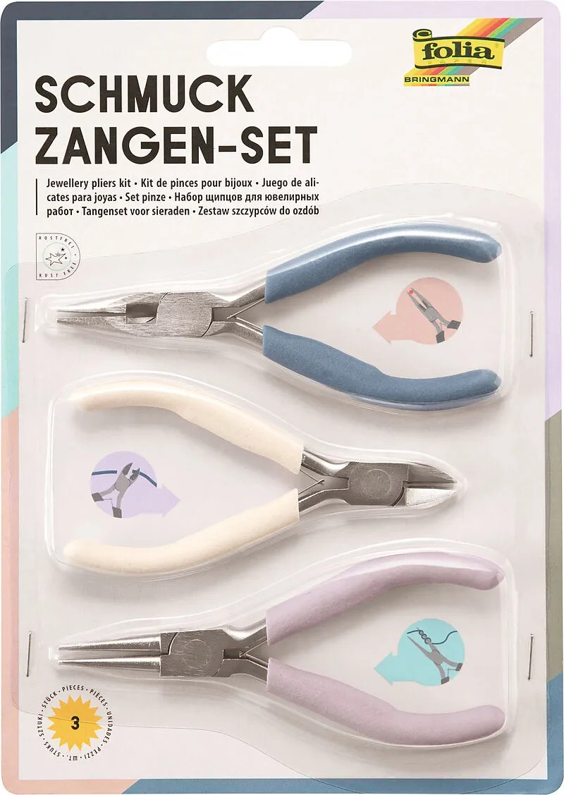 Schmuck-Zangen Set, Seitenschneider, Rund- Kombizange