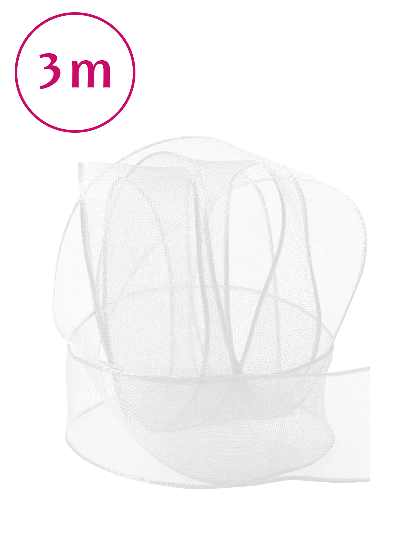 Band Chiffon  / Draht / weiss 3m 25mm