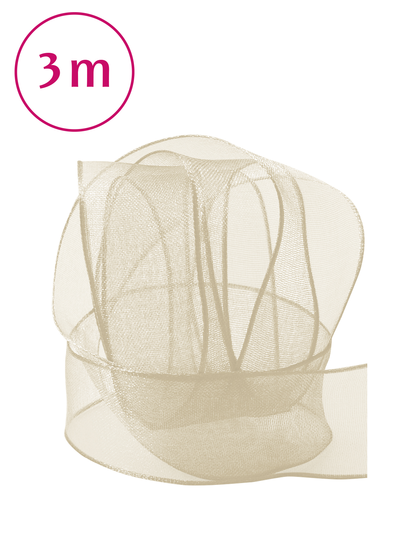 Band Chiffon / Draht / ecrue 3m 25mm