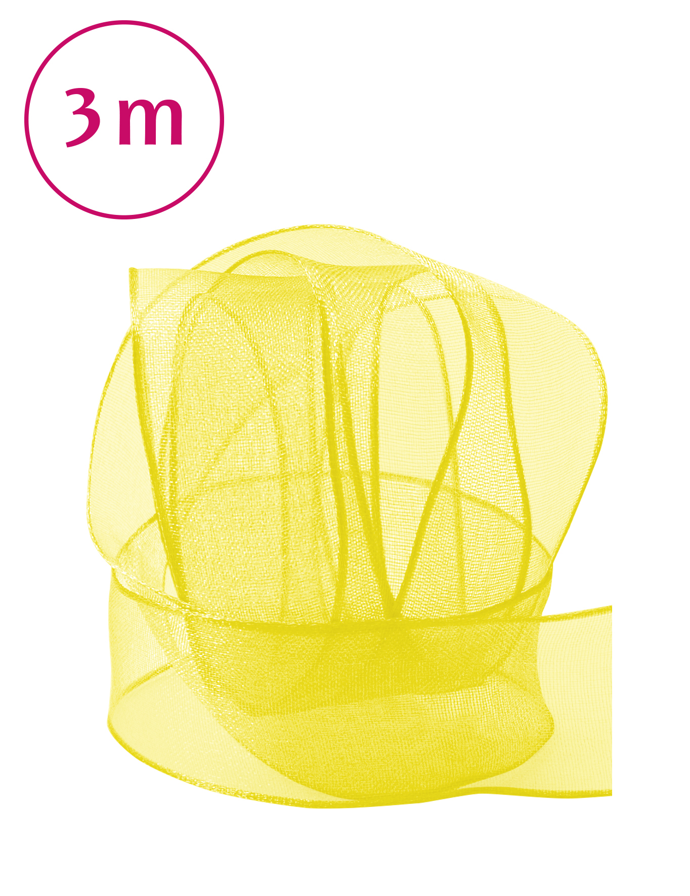 Band Chiffon / Draht / gelb 3m 25mm