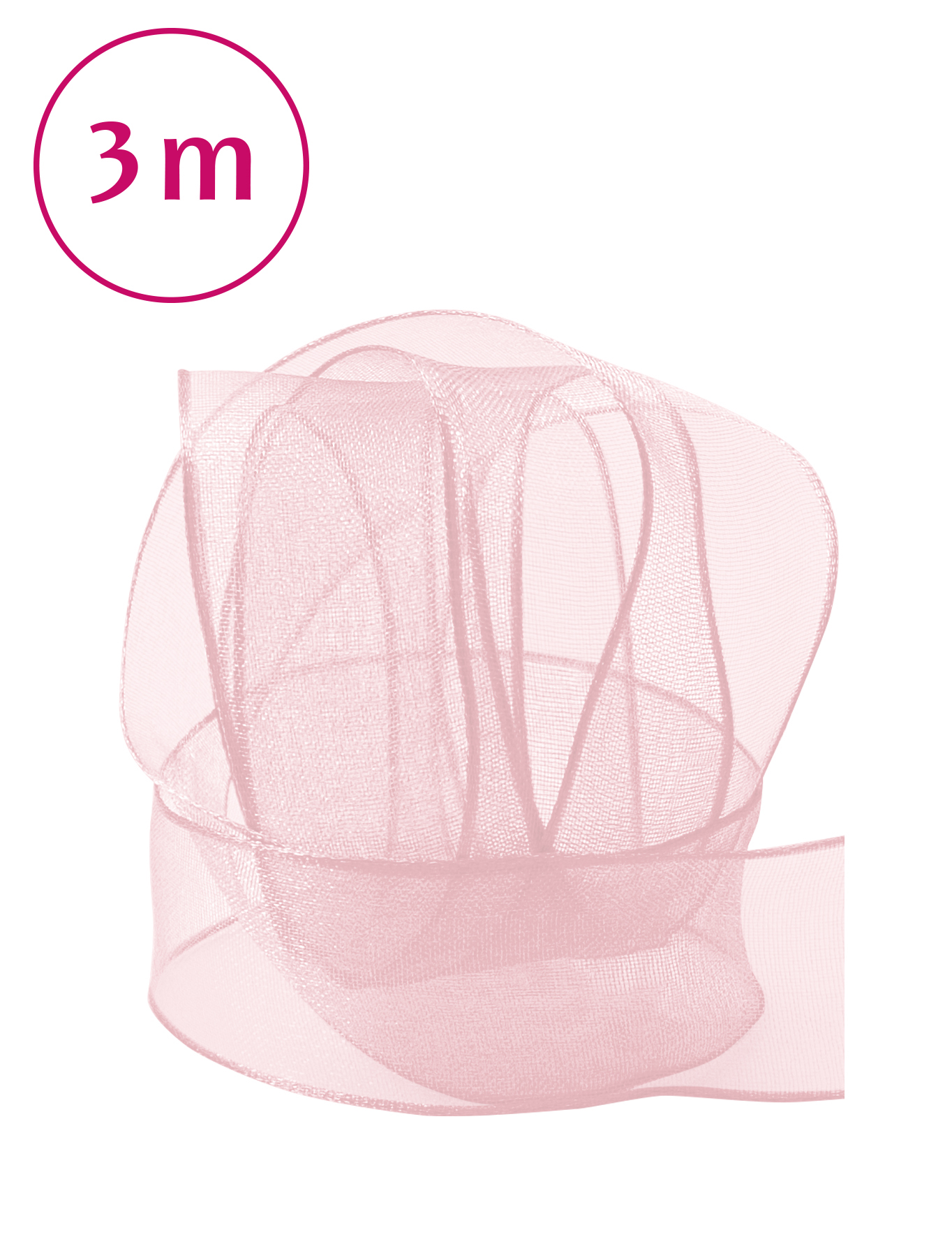 Band Chiffon  / Draht / rose 3m 25mm