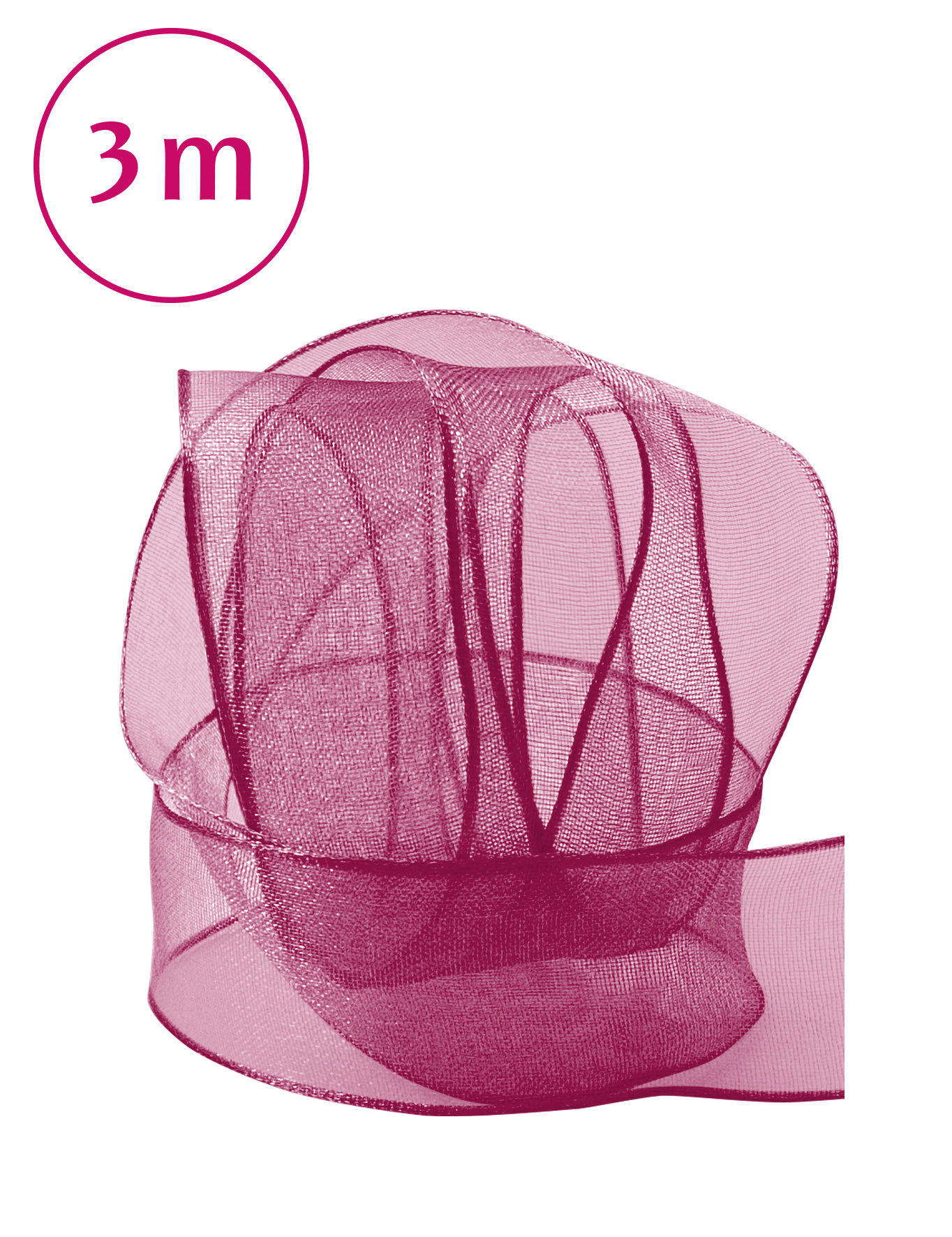 Band Chiffon / Draht / weinrot 3m 25mm