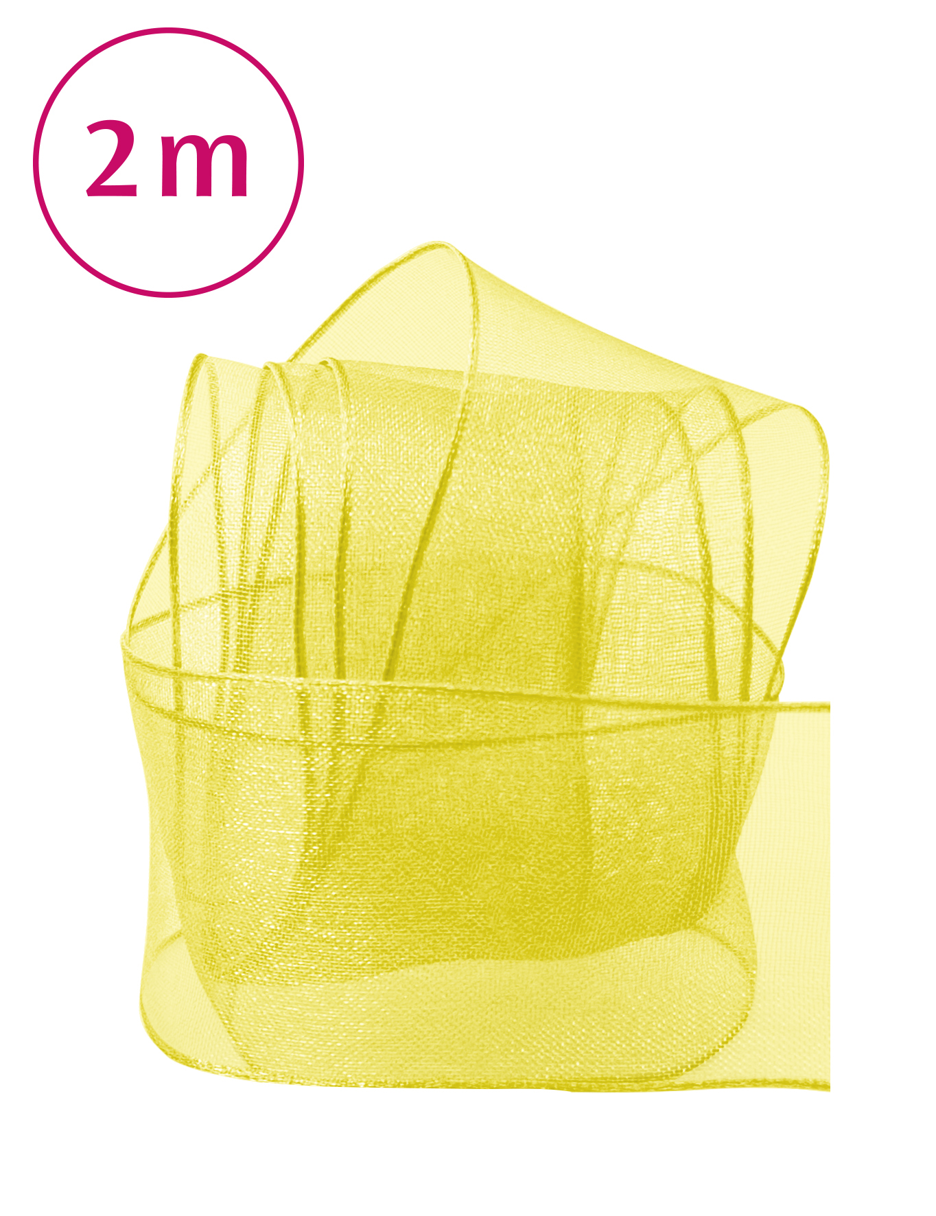 Band Chiffon / Draht / gelb 2m 40mm
