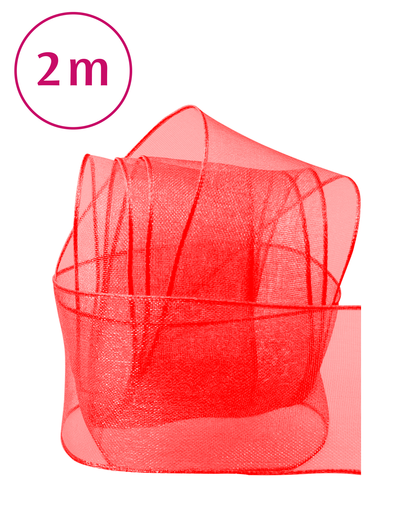 Band Chiffon / Draht / hochrot 2m 40mm