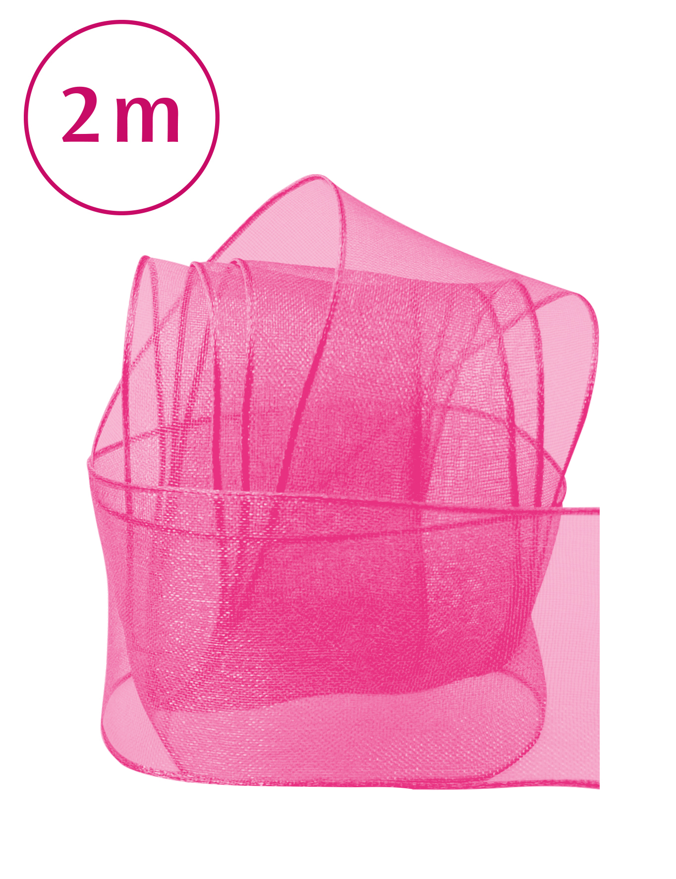 Band Chiffon/ Draht / rosa 2m 40mm