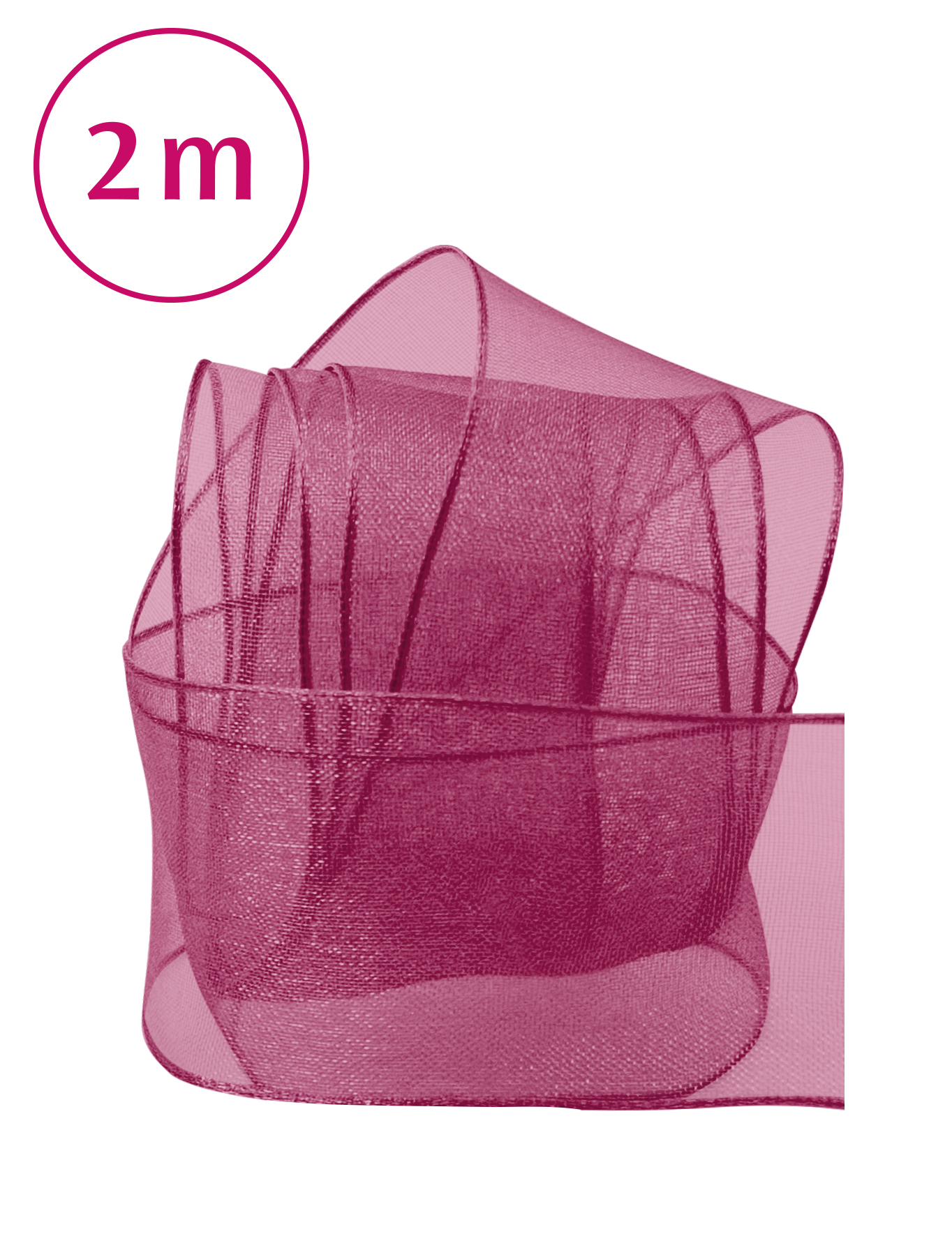 Band Chiffon / Draht / weinrot 2m 40mm