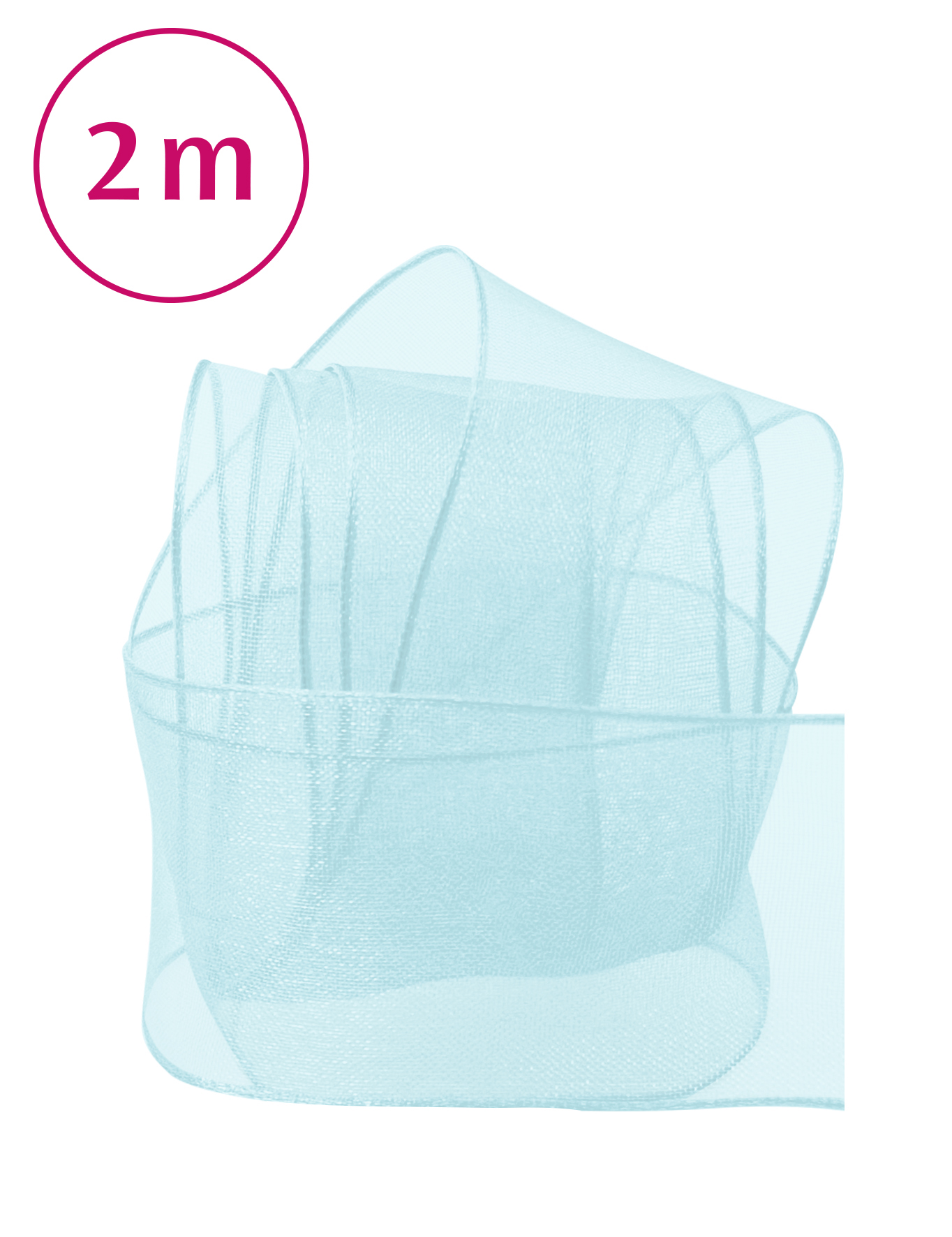 Band Chiffon / Draht / hellblau 2m 40mm