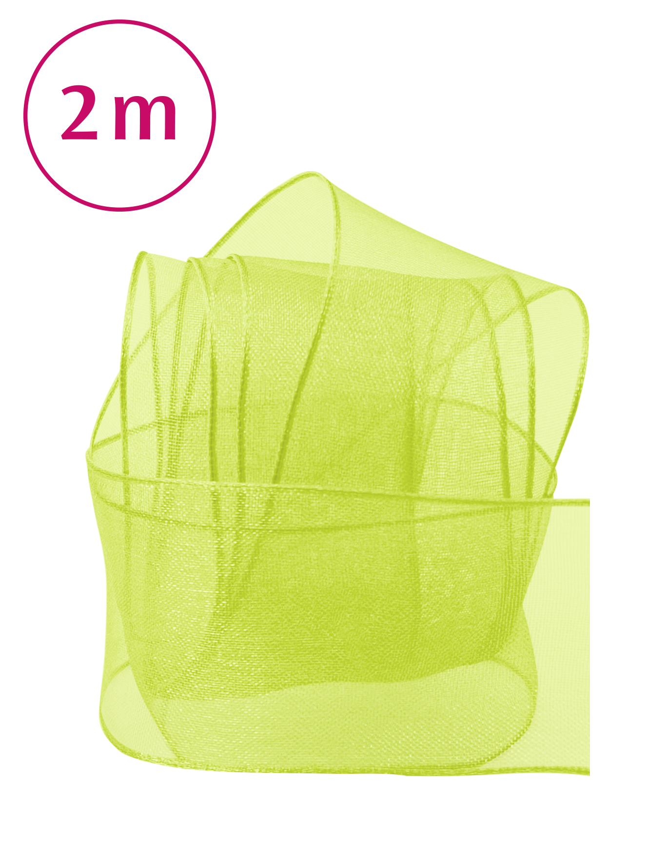 Band Chiffon / Draht / hellgr&#252;n 2m 40mm