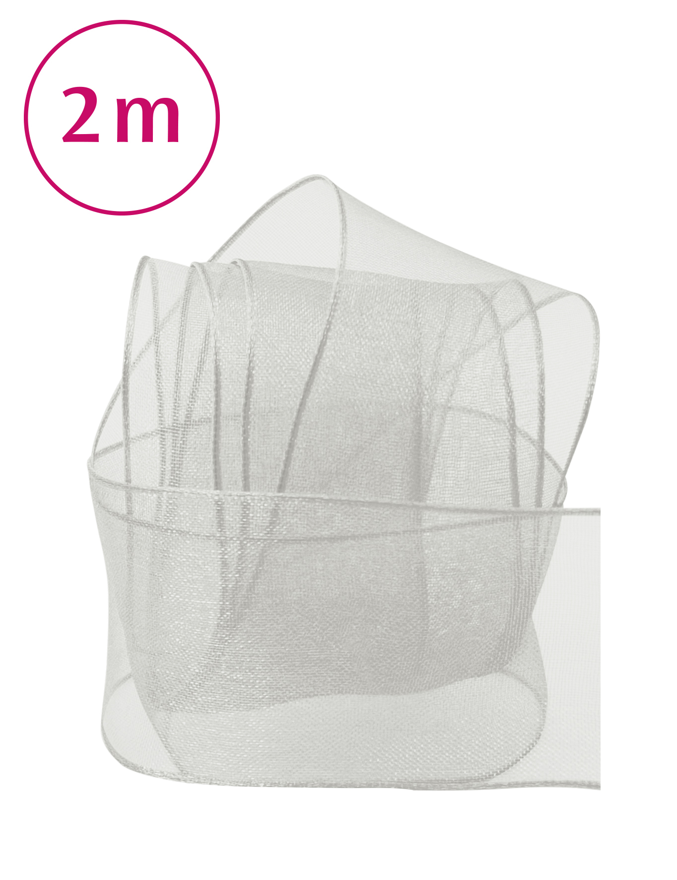 Band Chiffon / Draht/ silber-grau 2m 40mm