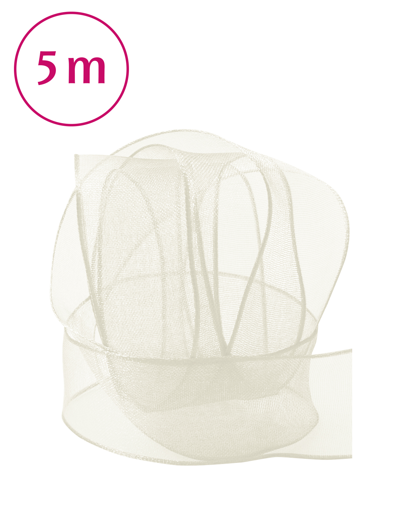 Band Chiffon/ Draht /creme 5m 25mm