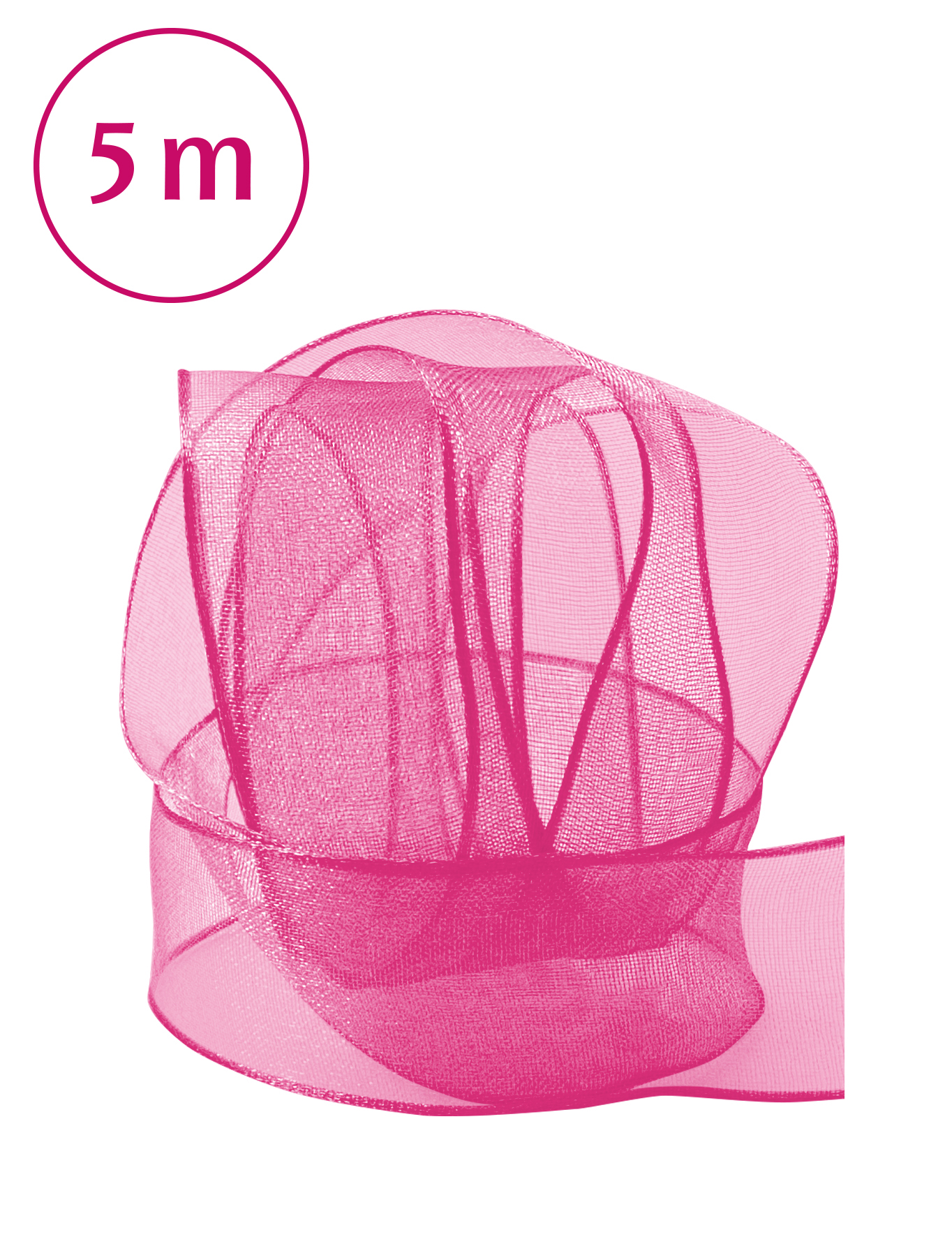Band Chiffon/Draht /rosa 5m 25mm
