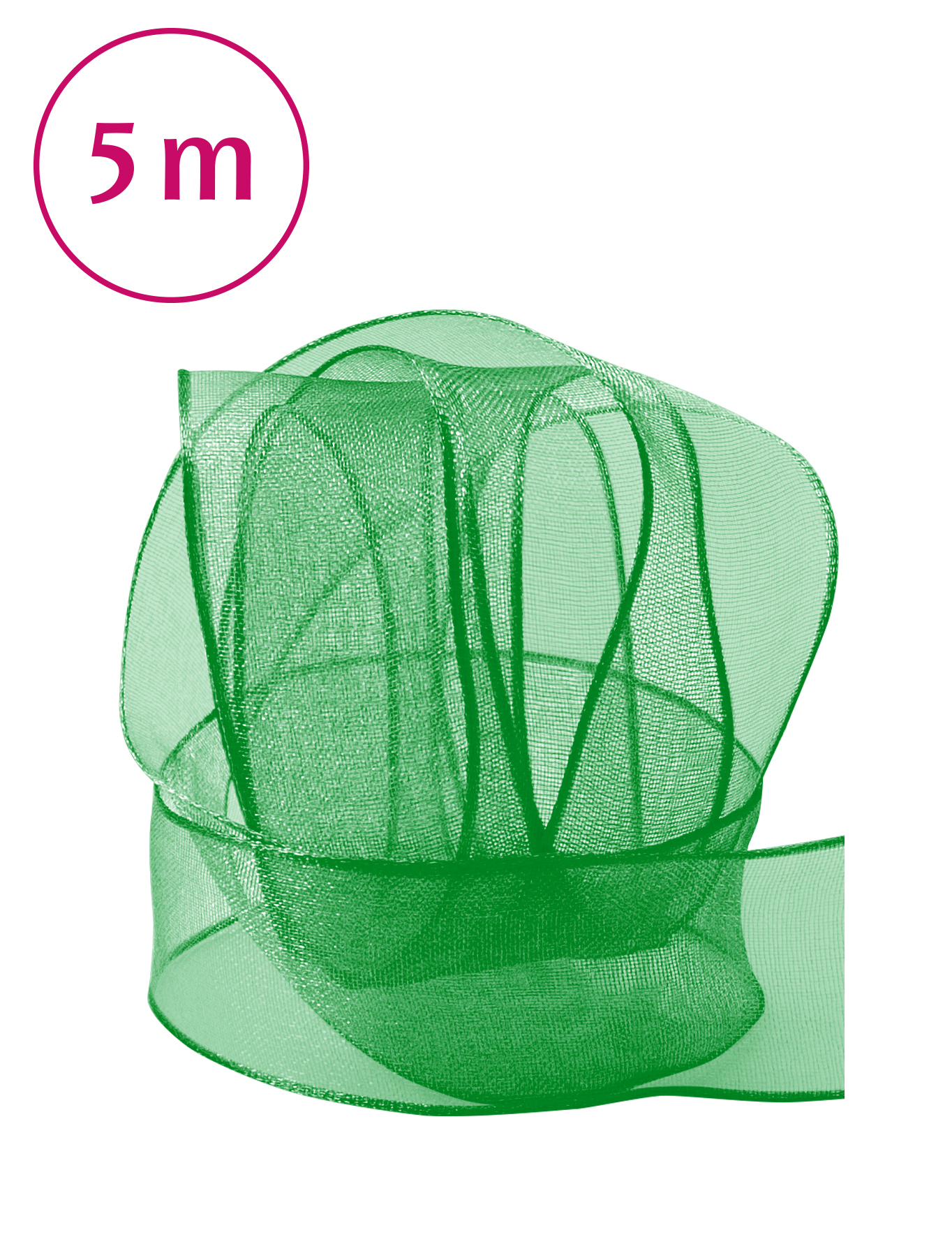 Band Chiffon  / Draht /signalgrün 5m 25mm