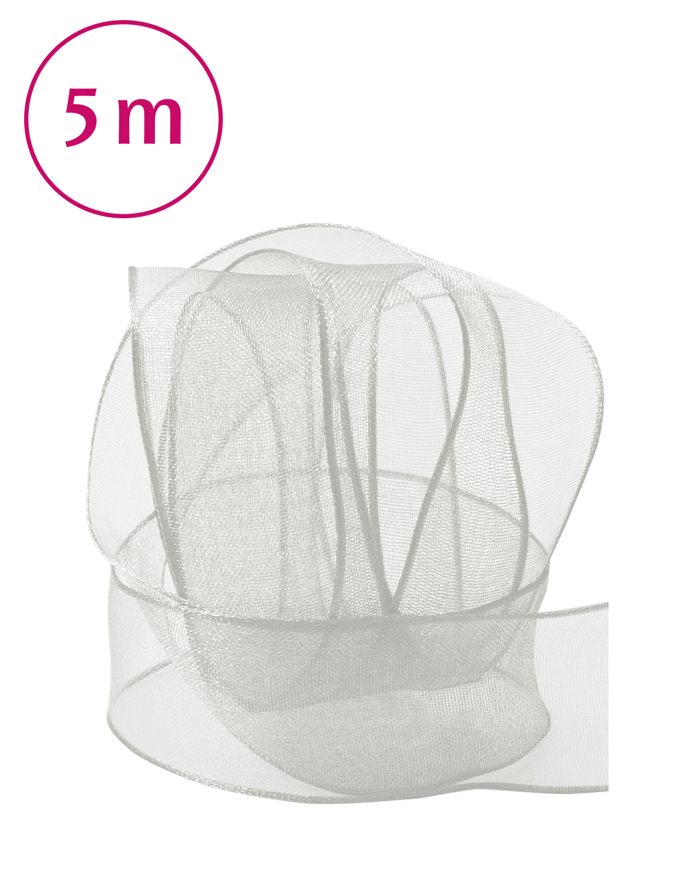Band Chiffon/ Draht /grau 5m 25mm