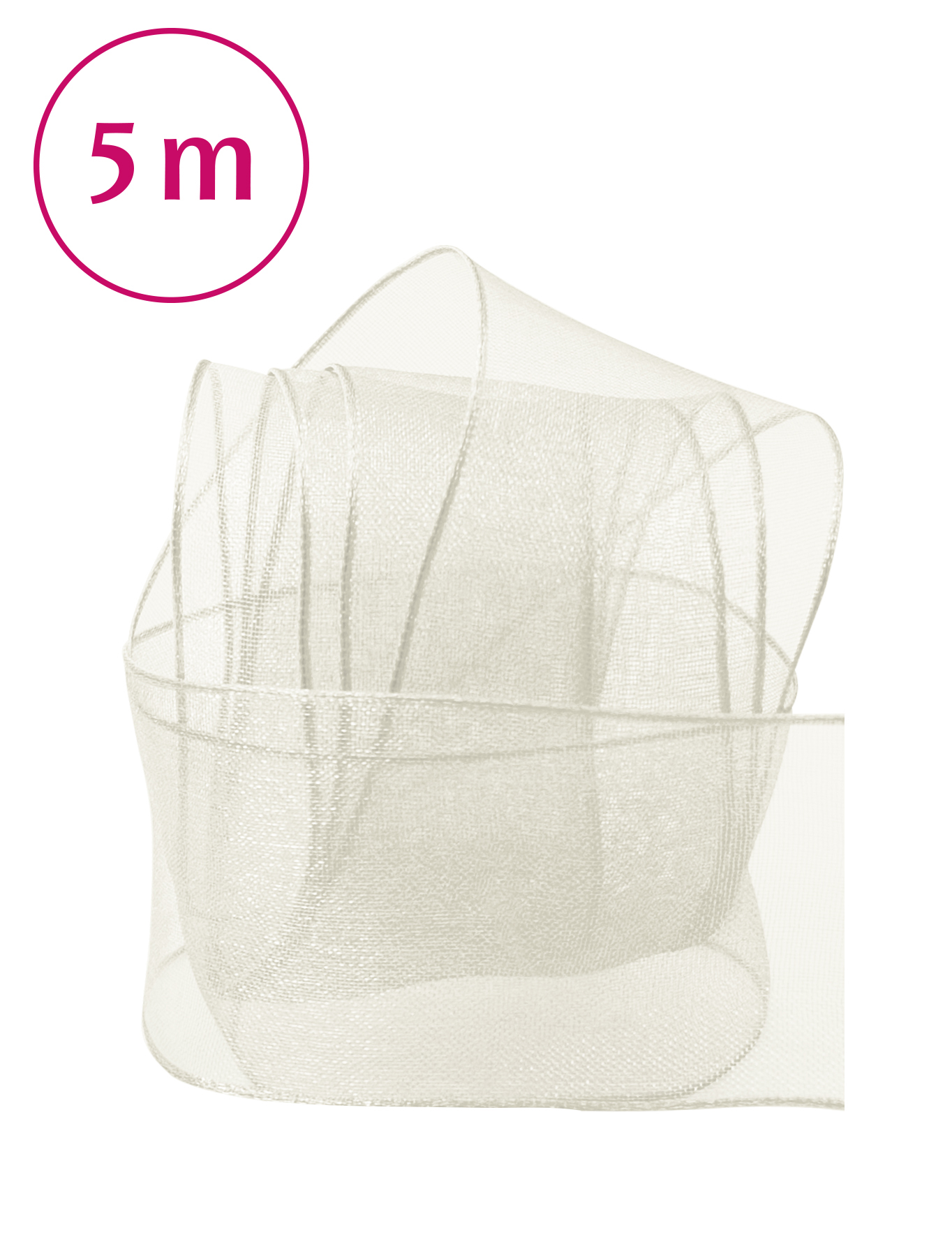 Band Chiffon/Draht / 5m 40 mm creme