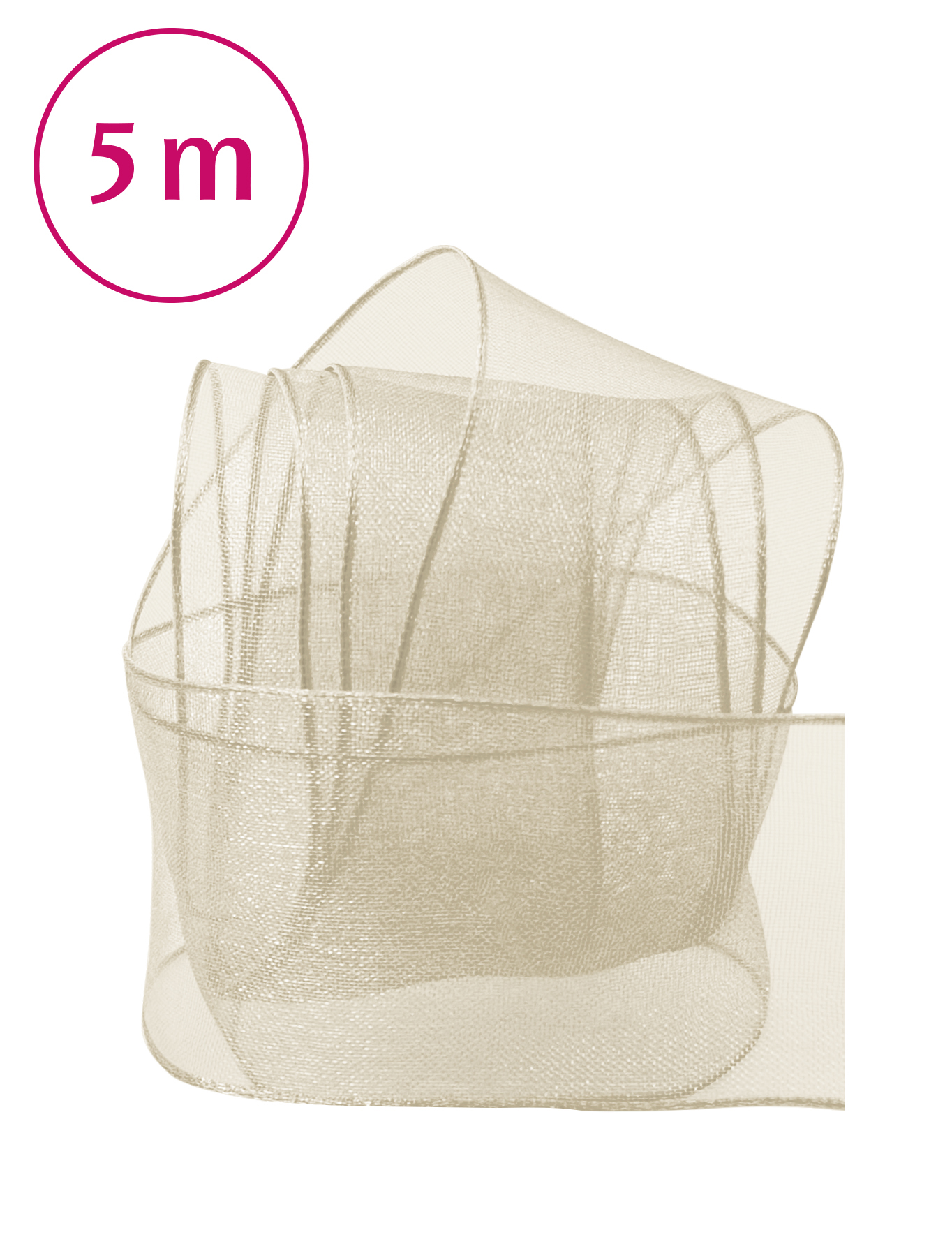 Band Chiffon/ Draht /5m 40 mm ecrue