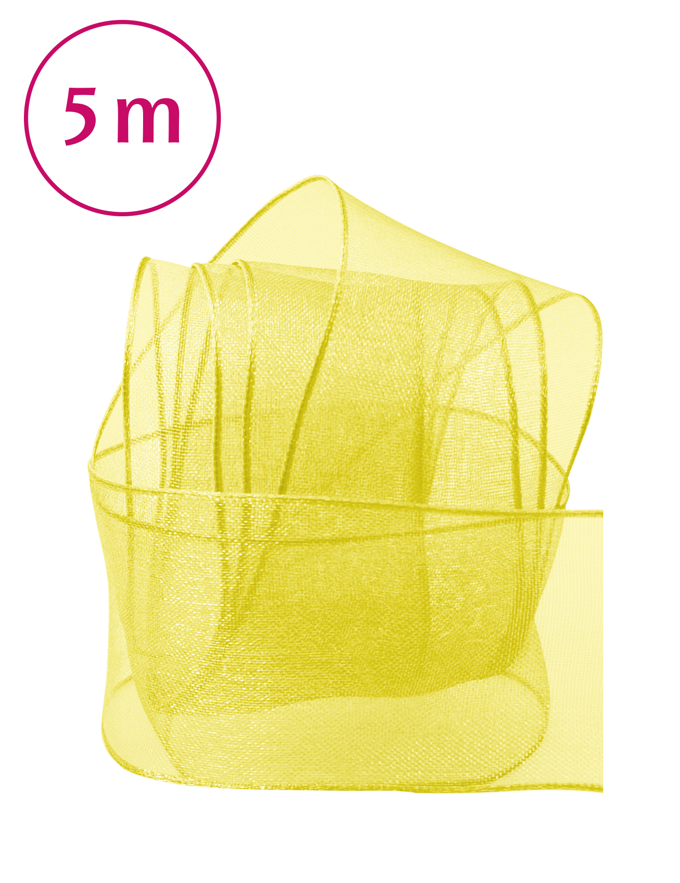 Band Chiffon/ Draht /5m 40 mm gelb