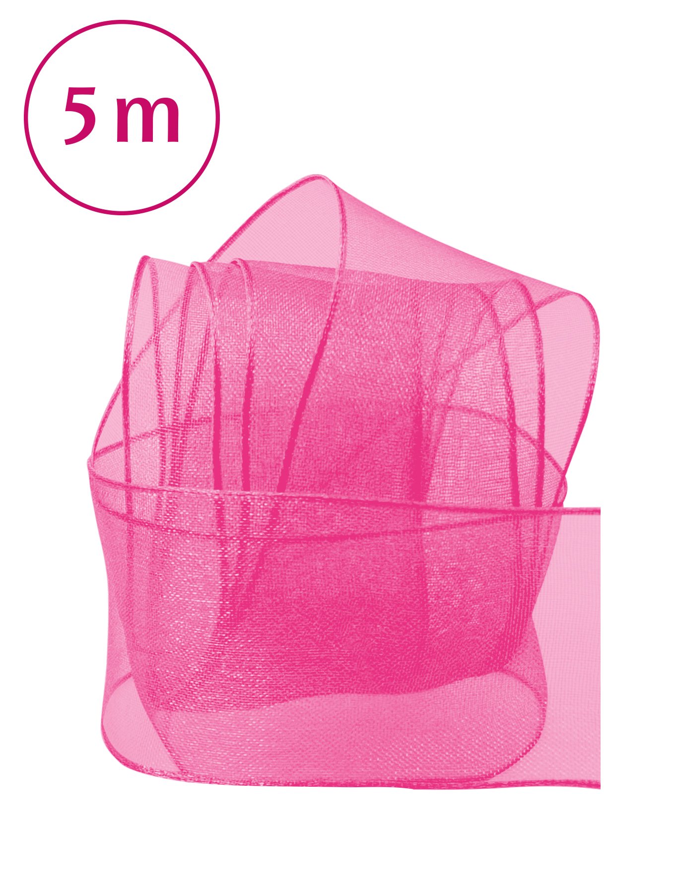 Band Chiffon/Draht /5m 40 mm rosa