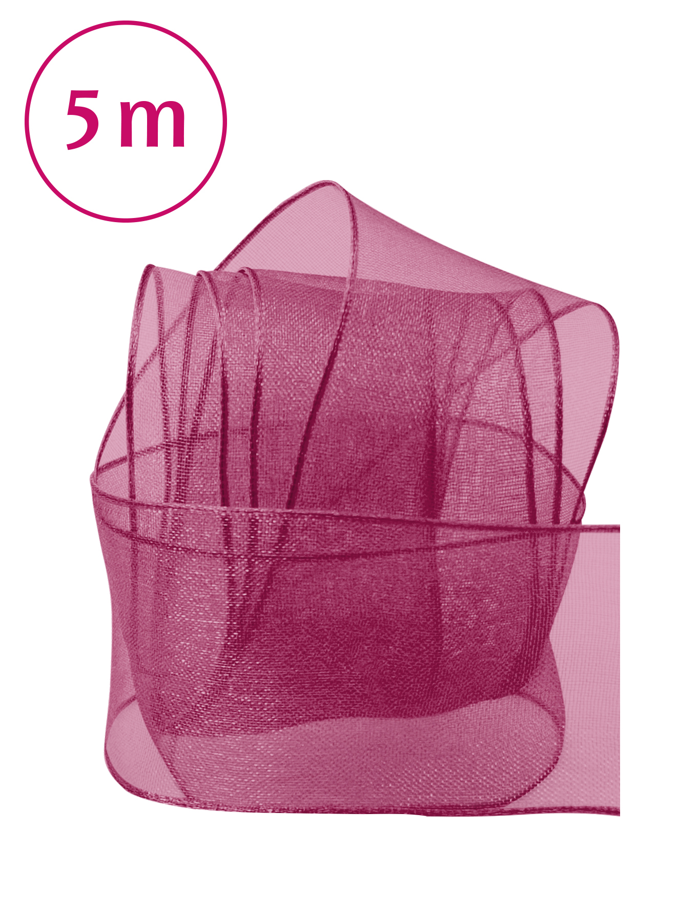 Band Chiffon/Draht / 5m 40 mm weinrot