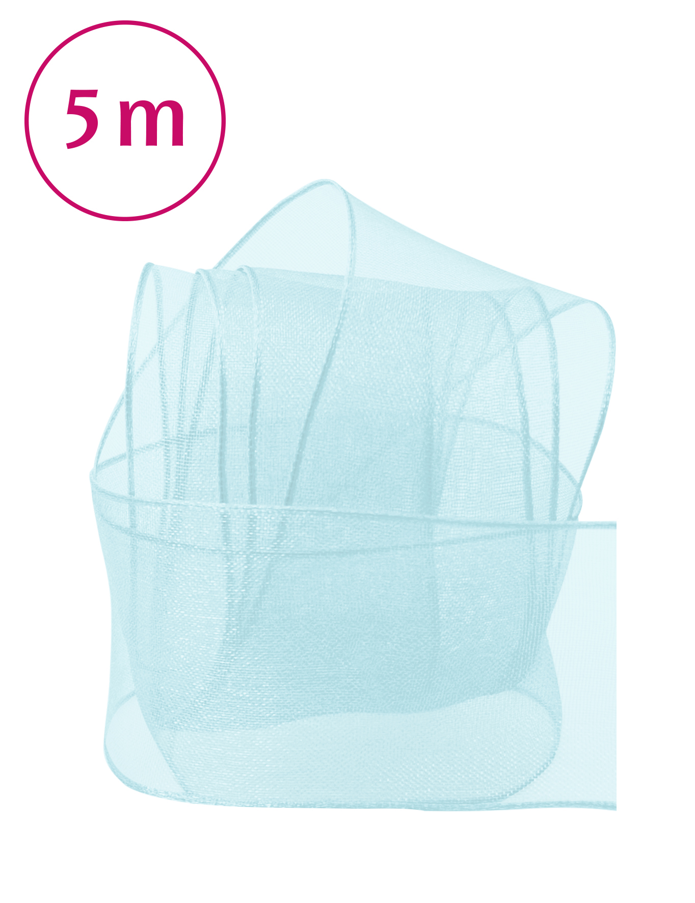 Band Chiffon/Draht /5m 40 mm hellblau