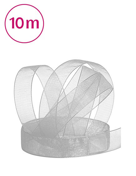 Band Chiffon  / 10m 15 mm silber