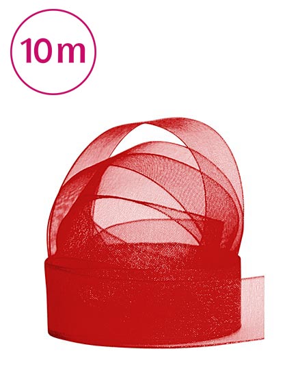 Band Chiffon  / 10m 25 mm hochrot