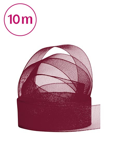 Band Chiffon  / 10m 25 mm weinrot