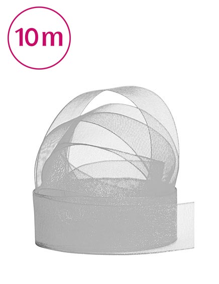 Band Chiffon  / 10m 25 mm silber