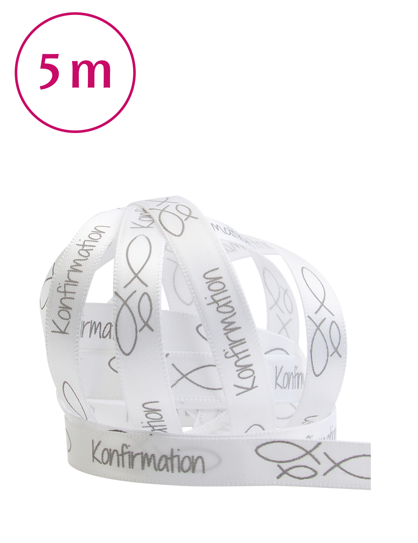 Band wei&#223;  Konfirmation 5m 10 mm