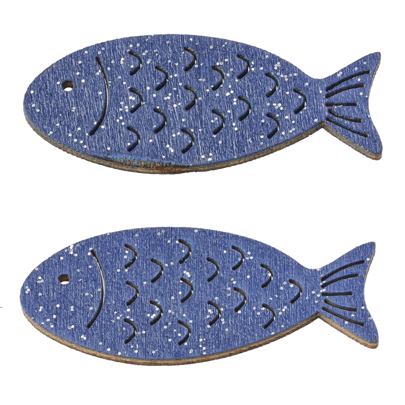 Fische mit Glimmer, 40mm, 6St. dunkelblau