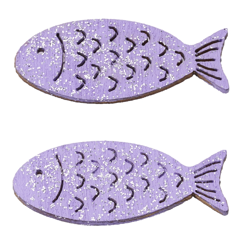 Fische mit Glimmer, 40mm, 6St. lavendel