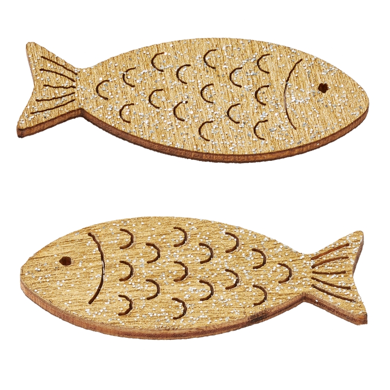 Fische mit Glimmer, 40mm, 6St. gold