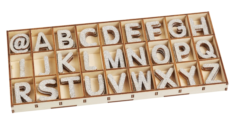 Buchstaben-Set 2,8cm, 81 Teile, silber