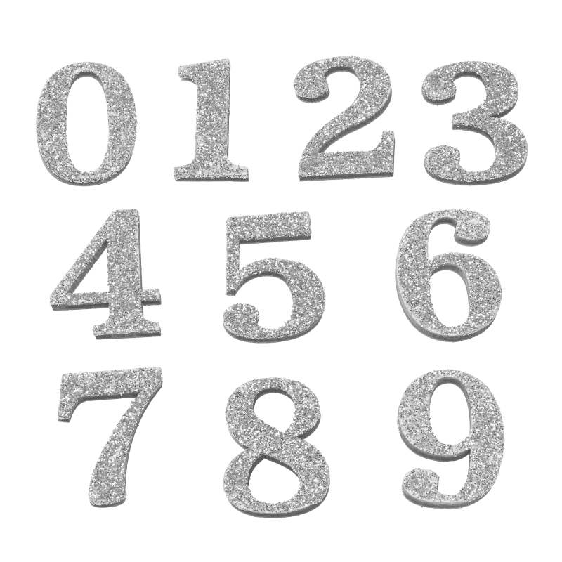Zahlen-Satz ca, 2,8cm, 20 Teile, silber