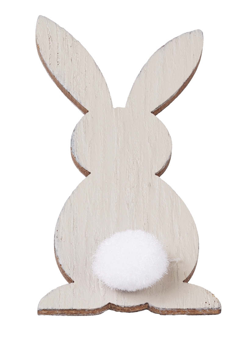 Holz-Hasen Klebepunkt  6cm 3St grau