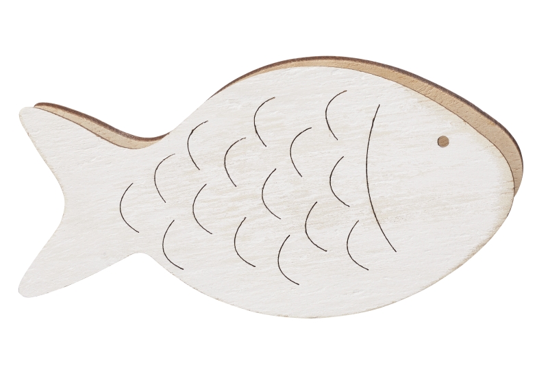 Deko-Fisch m. Klammer  10,5cm, weis