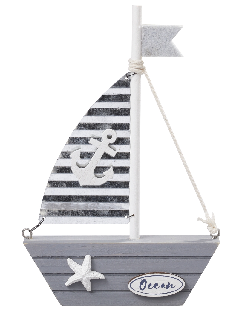 Holz-Segelboot  18,5 x 12cm