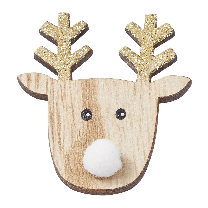 Holz-Deko Elch  6cm, gold