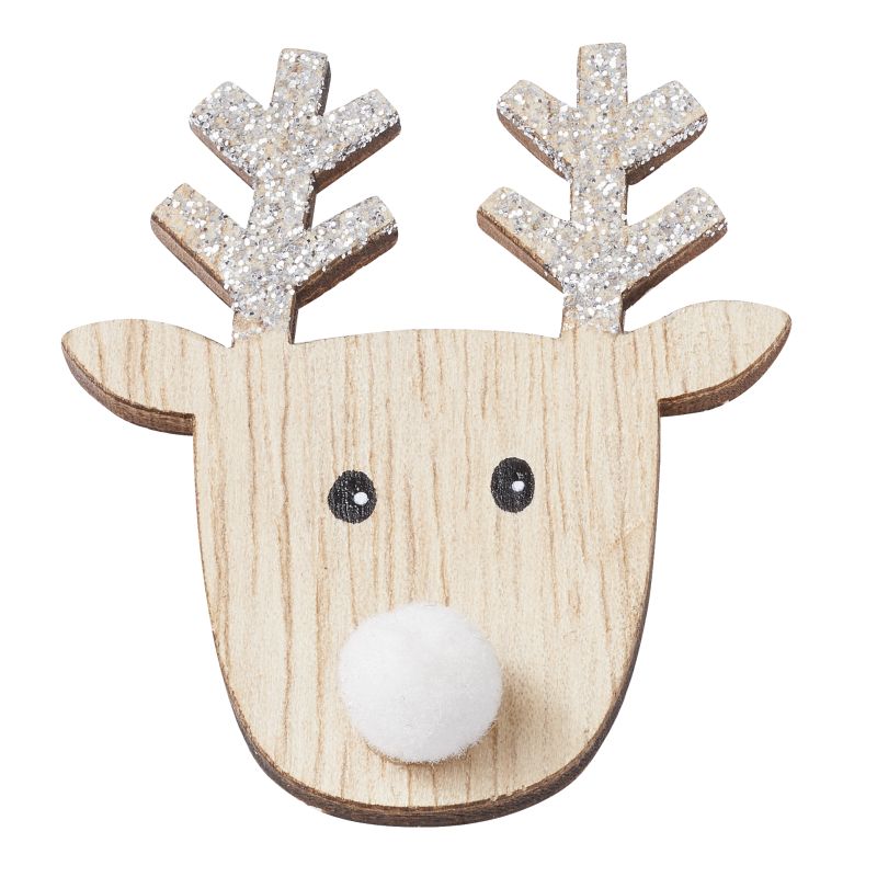 Holz-Deko Elch  6cm, silber