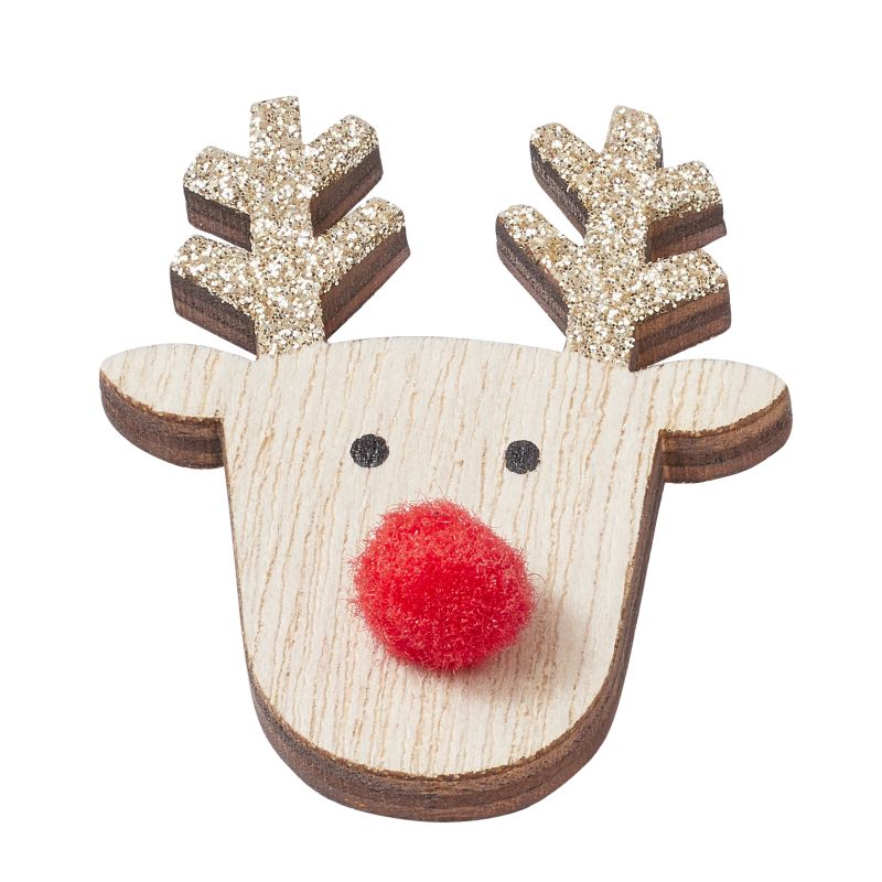 Holz-Deko Rentier  5cm, gold