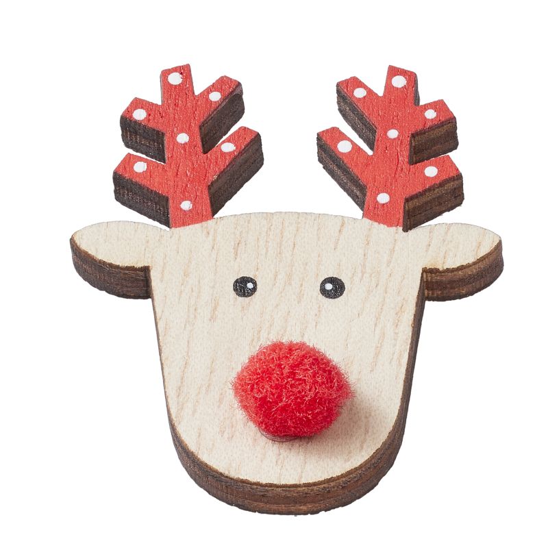 Holz-Deko Rentier  5cm, rot