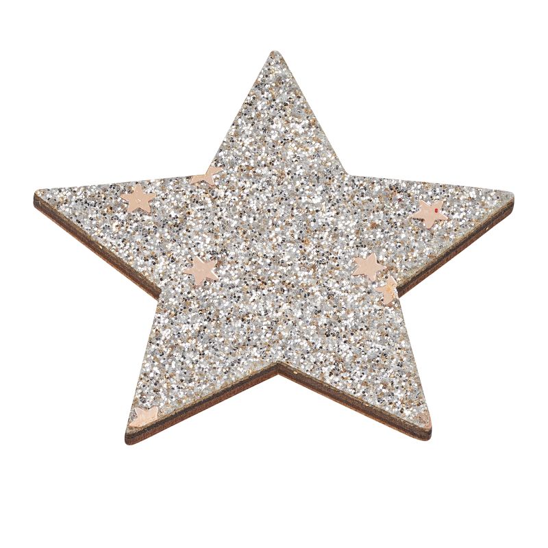 Glitzer-Stern  4cm, silber, 4St KP