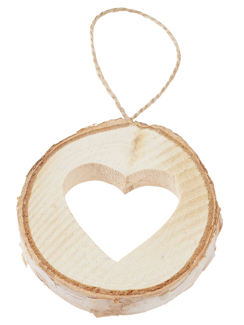 Holz-Scheiben mit Herz,  6cm, 3St