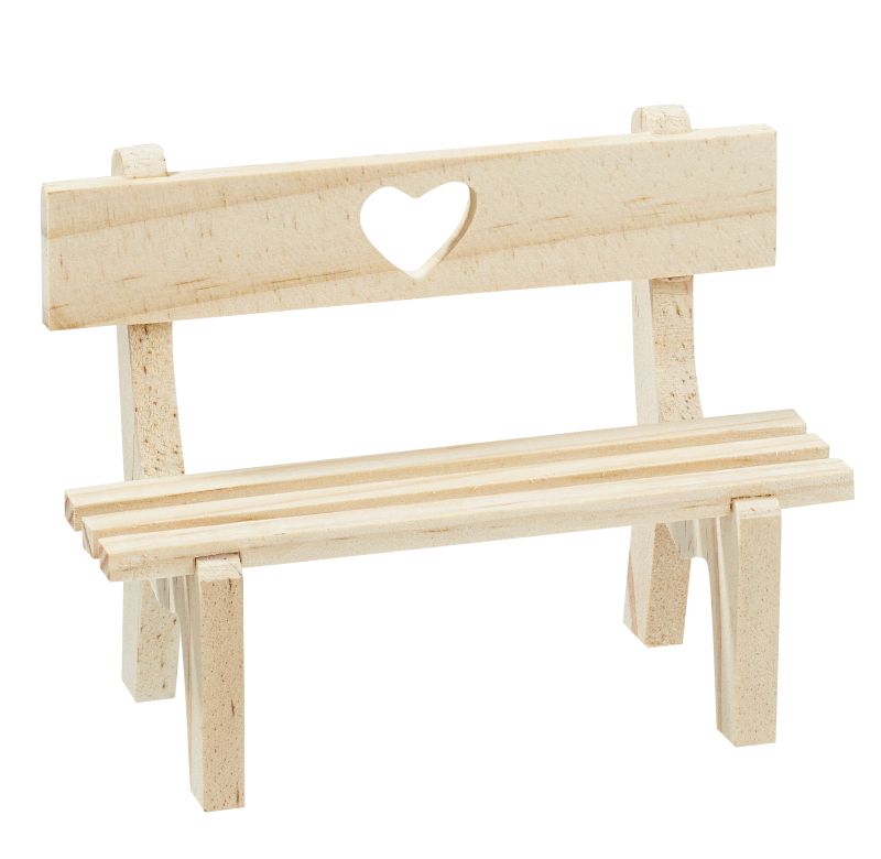 Holzbank mit Herz 10x4,5x7,5cm natur