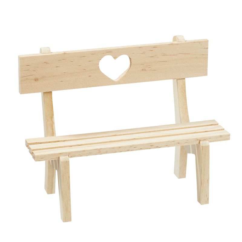 Holzbank mit Herz 13x6x8,5cm natur