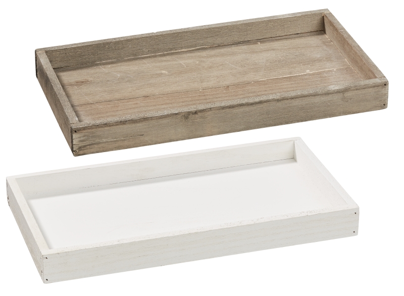 Holztablett Basic 30x16x3 cm, grau