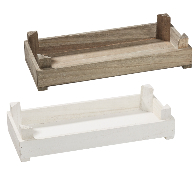 Holztablett Basic 35x15x8 cm, grau