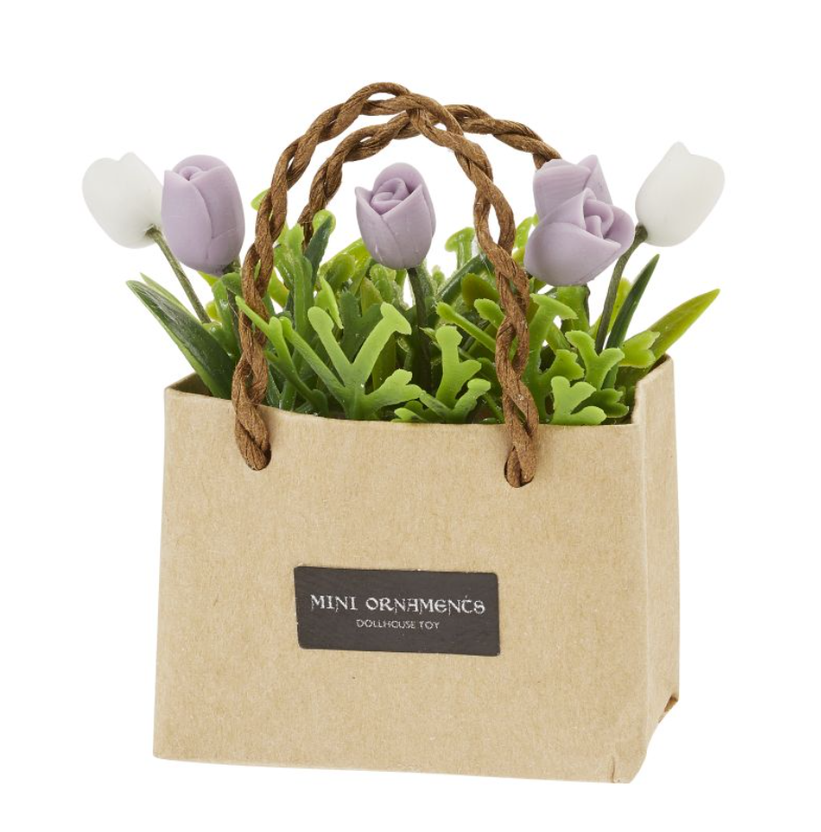Papiertasche mit Blumen 4,2 x 1,8 x 5,6 cm