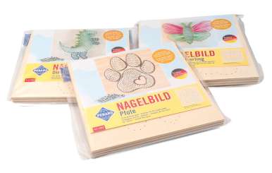 Nagelbild Pfote 20x20x1,5cm, Sperrholzplatte inkl. N&#228;gel