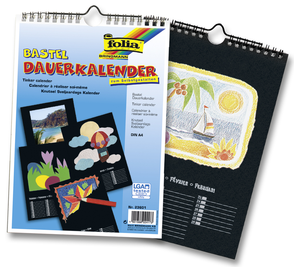 Bastel-Dauerkalender schwarz A4