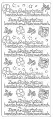Sticker Zum Geburtstag  Herzlichen Gl&#252;ckwunsch silber 8x